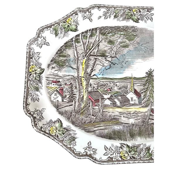 Johnson Bros Friendly Village Vintage Ironstone Oval Turkey Serving Platter-Mint - Picture 3 of 7